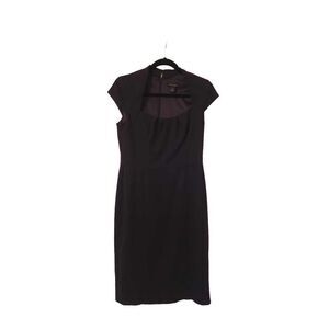 White House Black Market scoop neck cap sleeve back pleated sheath dress Black s
